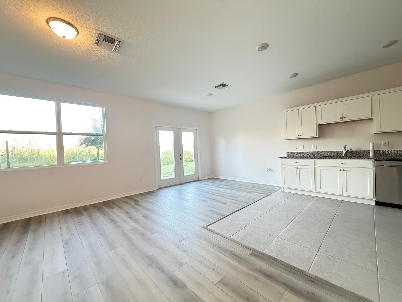 Open living and kitchen area